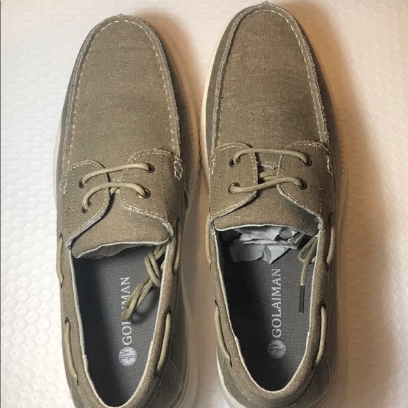 GM GOLAIMAN Other - GM GOLAIMAN Men's Khaki Lace Up Boat Shoes NEW In Box